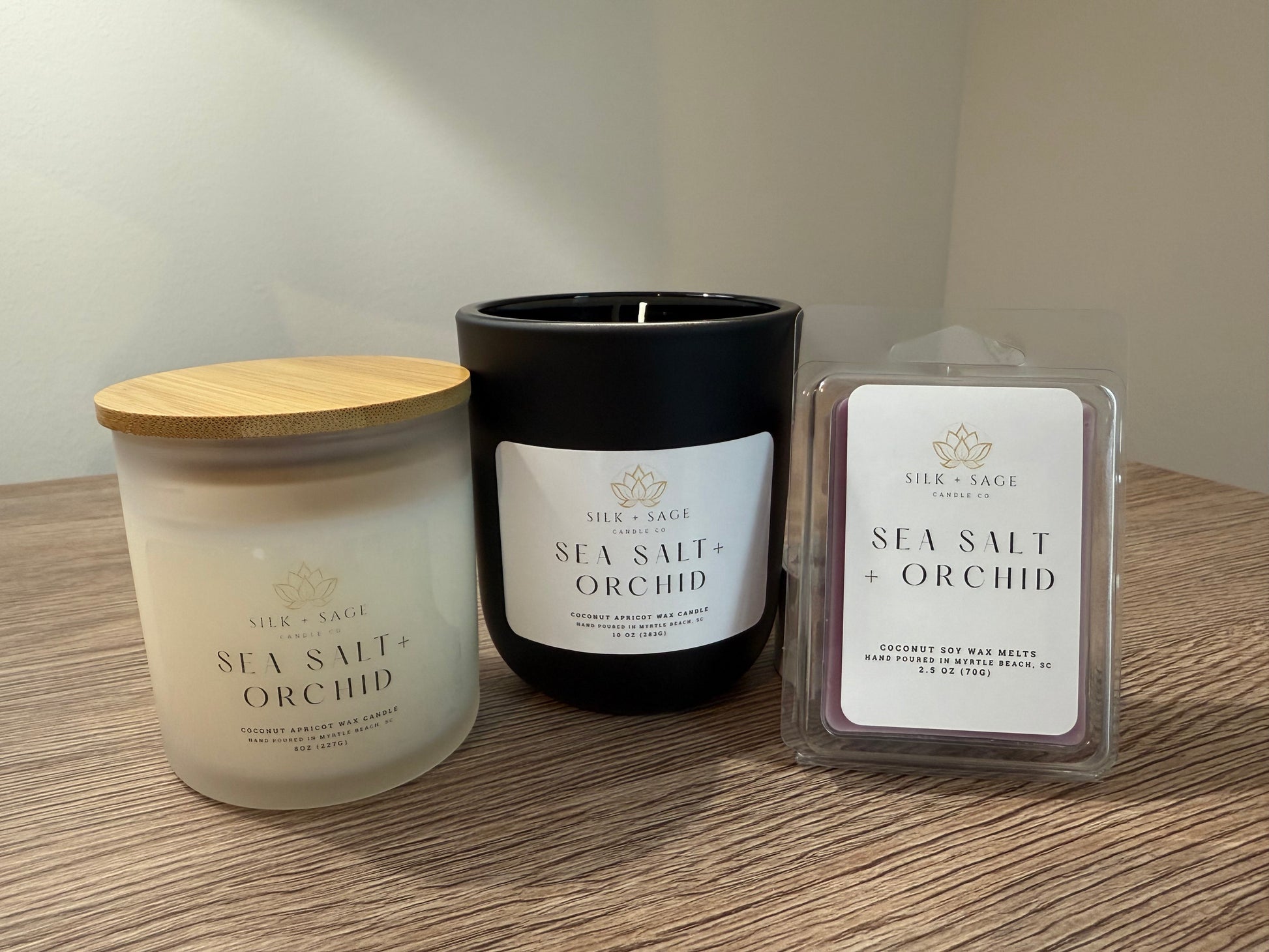 Sea Salt and Orchid candles and wax melts